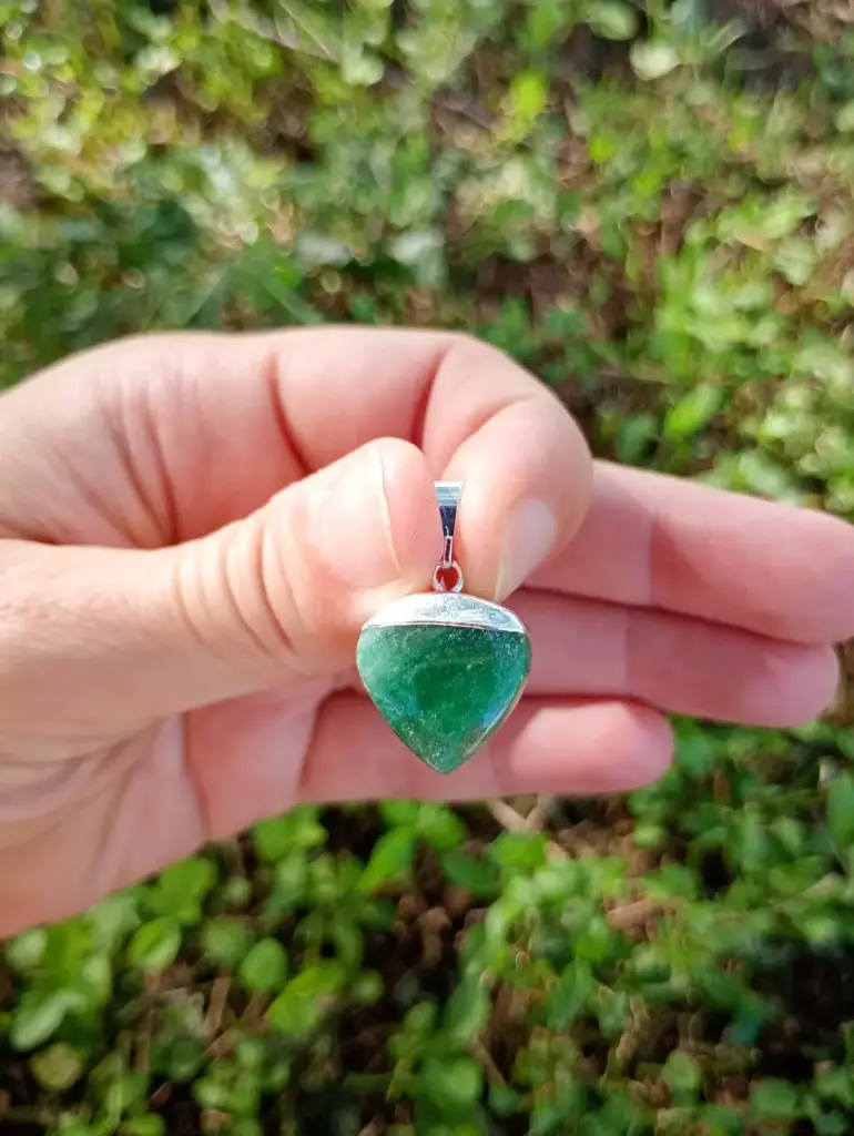 Dije Corazon Aventurina Cuarzo Verde