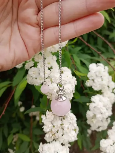 Pendulo Redondo Cuarzo Rosa